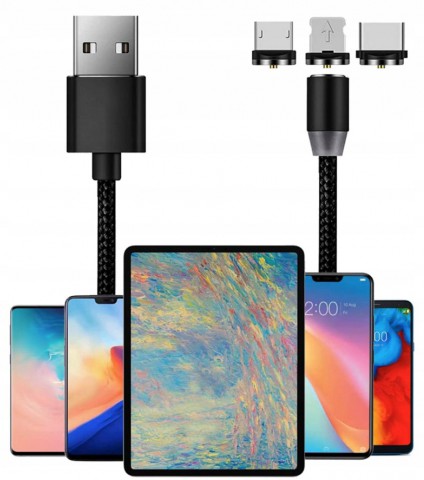 МАГНИТНЫЙ КАБЕЛЬ 3в1 MICRO TYP-C для IPHONE USB-C