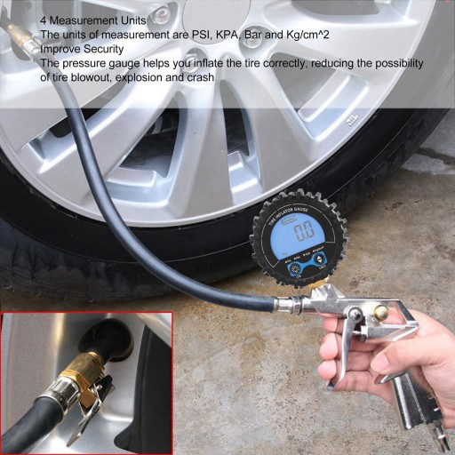1/4 ЦИФРОВОЙ ШИННЫЙ МАНОМЕТР PSI/KPA/BAR/KGF/CM^2 3-200PSI