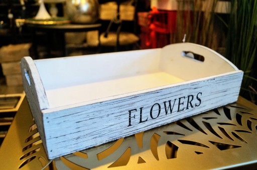 TACA DREWNIANA FLOWERS 29X19CM