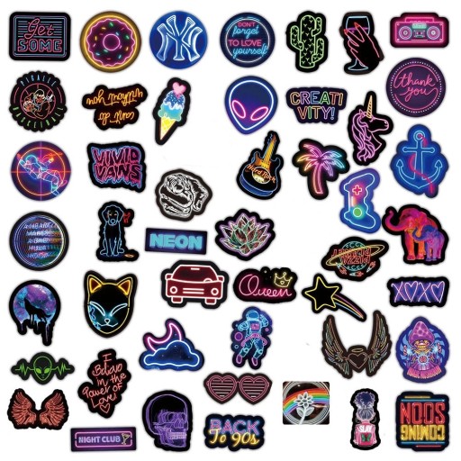 ВОДОНЕПРОНИЦАЕМЫЕ ВЕЛОСИПЕДНЫЕ НАКЛЕЙКИ MIX NEON ЧЕРНЫЕ 50 шт.