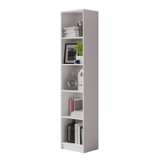 ОТКРЫТЫЙ ОФИСНЫЙ СТЕЛЛАЖ ДЛЯ КНИГ И ПАПОК 40x182x30 СМ, 5 ПОЛОК, БЕЛЫЙ