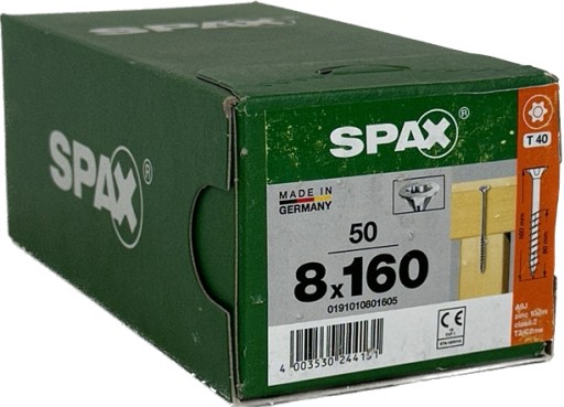 Шурупы универсальные 8 x 160мм SPAX WIROX BIT T-40 конус 50шт.