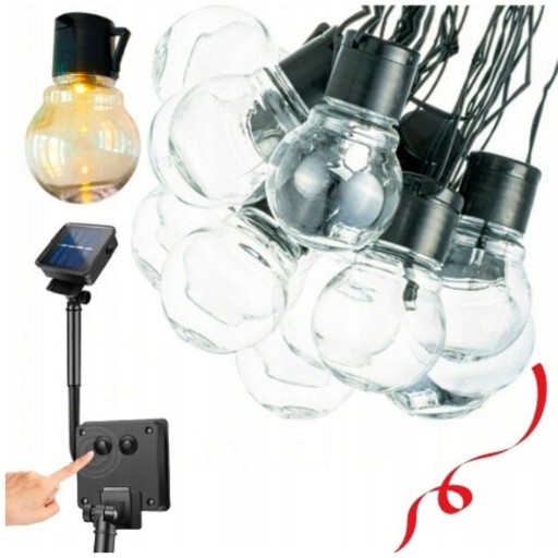 Girlanda Ogrodowa Solarna 30 LED 6,2m Lampki Zewnętrzne do Ogrodu SOLARNE