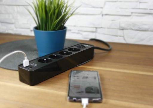Listwa zasilająca z ladowarka USB Ecolor 4 gniazda