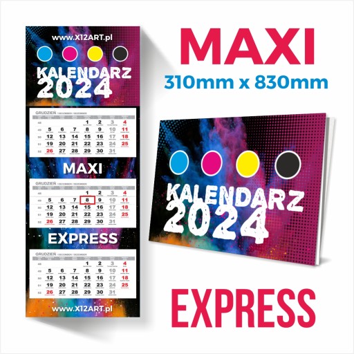 ЭКСПРЕСС-ТРОЙНОЙ КАЛЕНДАРЬ на 2024 год с ДИЗАЙНОМ и ЛОГОТИПОМ 100 EXPRESS MAXI