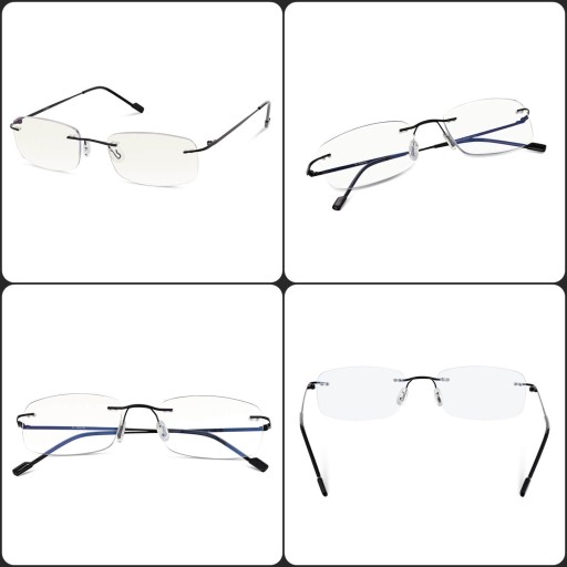 BEZRAMKOWE Okulary moc +2.50 do KOMPUTERA Blue Light ANTYREFLEX UV Patentki