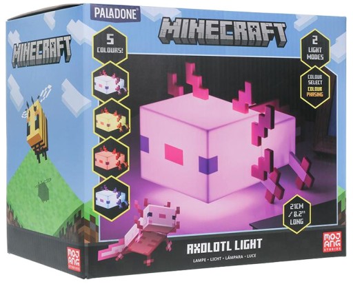 Lampka MINECRAFT Axolotl Multicolor 2 tryby 21cm