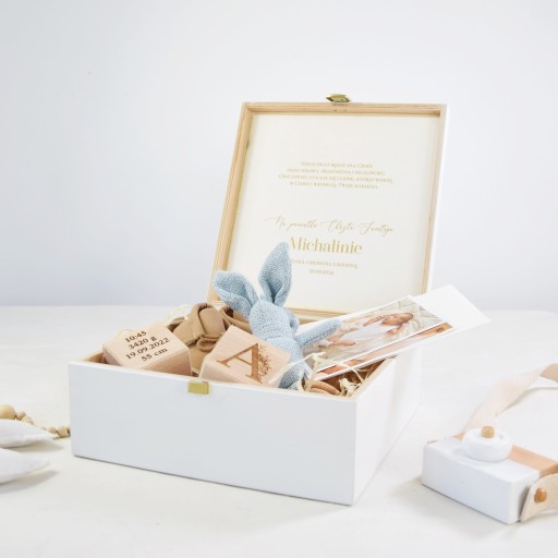 Pudełko Wspomnień Prezent na Chrzest Memory Box dziecko pamiątka GRAWER
