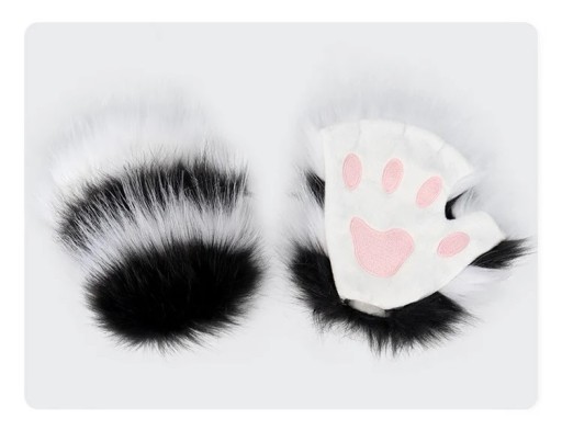 КОСПЛЕЙ FURRY CAT PAW ПЕРЧАТКИ БЕЗ ПАЛЬЦЕВ ВАРЕЖКИ ВОЛОСАТЫЕ