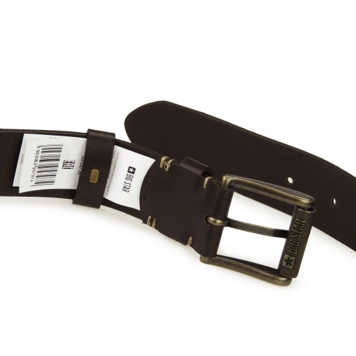 PASEK skórzany MĘSKI BIG STAR do spodni brązowy + ETUI 95/110cm