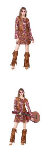Kostium Halloween Hippie Tassel Czteroczęściowy strój hip-hopowy