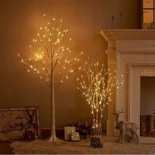 DRZEWKO ŚWIECĄCE LED SZTUCZNE ŚWIĄTECZNE CHOINKA BIAŁA CIEPŁA BRZOZA 150CM