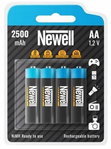 Аккумулятор Newell NiMH AA R6 2500 мАч, 4 шт., подходит для вспышек.