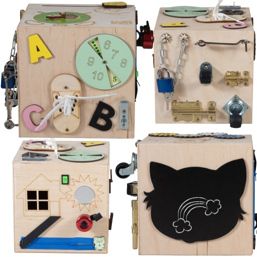 KOSTKA MANIPULACYJNA SENSORYCZNA MONTESSORI 16W1