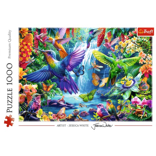 PUZZLE 1000 UKŁADANKA ART KOLIBRY DŻUNGLA PTAKI ZWIERZĘTA KWIATY 12+ TREFL