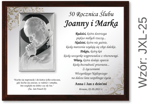 PREZENT ROCZNICA ŚLUBU JUBILEUSZ 10 15 20 25 30 40 45 50 55 GODY + pudełko