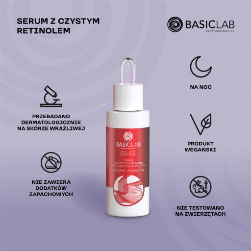 Специализированная ночная сыворотка BasicLab с 0,5% ретинолом Легкая эмульсия 30 мл