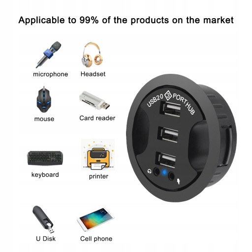 3-портовый USB 2.0 USB-концентратор Настольный адаптер Audio D HUB