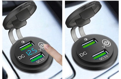 ŁADOWARKA MOTOCYKLOWA 2USB Quick Charge Woltomierz