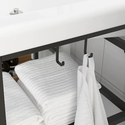 IKEA ENHET/TVALLEN Meble łazienkowe antracyt/bateria Saljen, 64x43x87 cm