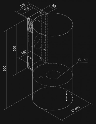 NORTBERG Cylindro OR кухонная вытяжка черная труба 40