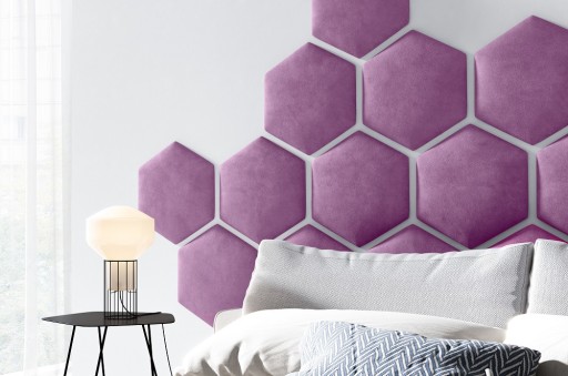 Черные обитые панели HEXAGON для стены