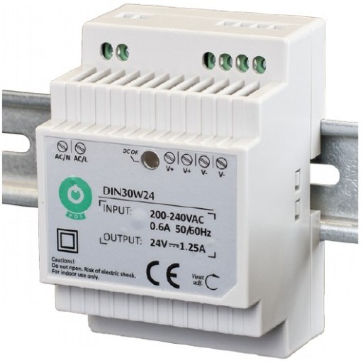 БЛОК ПИТАНИЯ СВЕТОДИОДНОГО ИНТЕРКОМА НА DIN-РЕЙКУ 24В/1,25А пластик DIN30W24