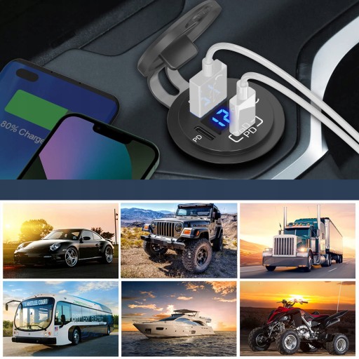 АВТОМОБИЛЬНОЕ ЗАРЯДНОЕ УСТРОЙСТВО БЫСТРОЙ ЗАРЯДКИ QC PD 20W