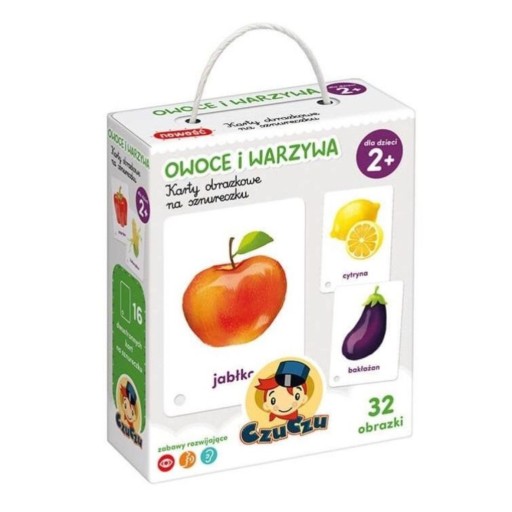 CZUCZU Karty Obrazkowe na Sznureczku Owoce i warzywa 32 Ilustarcje 2+