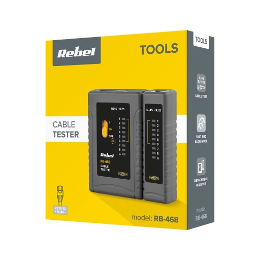 TESTER KABLI SIECIOWYCH UTP RJ11 RJ12 RJ45 REBEL