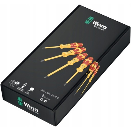 НАБОР ИЗОЛИРОВАННЫХ ОТВЕРТОК WERA KRAFTFORM VDE 1 кВ, 6 шт. 1060 и/1062 и/6
