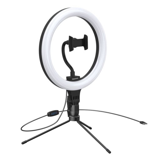 Baseus fotograficzna lampa 10'' ring flash pierścień LED + mini statyw