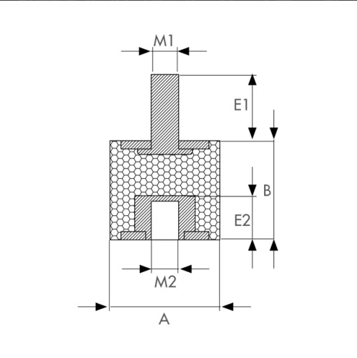 Wibroizolator typ B 20x20 mm M6x15 M6x6