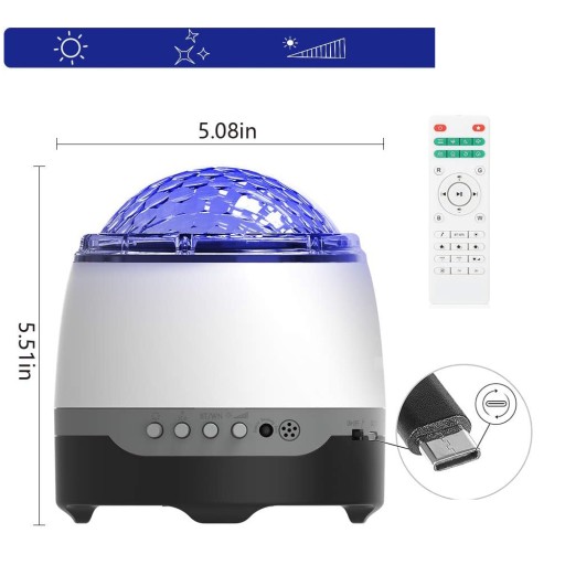 ПРОЕКТОР OCEAN SKY STARS СВЕТОДИОДНЫЙ НОЧНИК ПРОЕКТОР BLUETOOTH ДИНАМИК