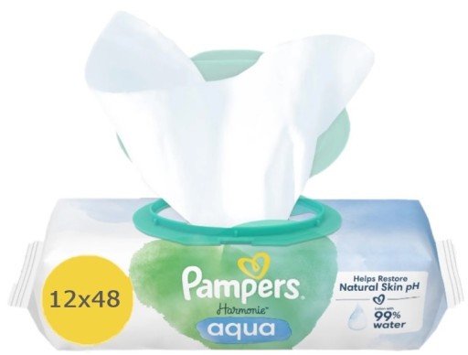 ВЛАЖНЫЕ САЛФЕТКИ PAMPERS HARMONIE AQUA 12 x 48 шт.