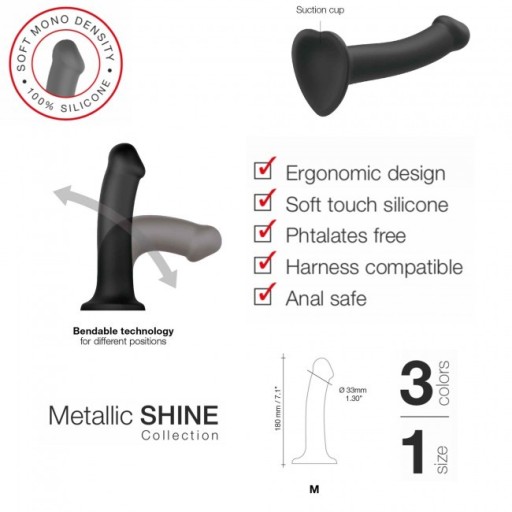 STRAP-ON ME Wibrujące Dildo Metallic Shine Purple
