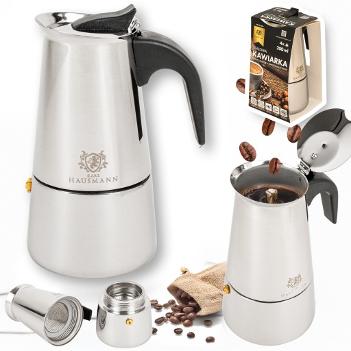 KAWIARKA STALOWA 200ML DO PARZENIA KAWY NA 4 ESPRESSO ZAPARZACZ DO KAWY