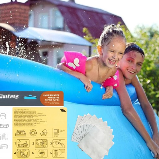 ЗАПЛАТЫ ДЛЯ БАССЕЙНА НАБОР ДЛЯ РЕМОНТА БАССЕЙНА BESTWAY ВОДОНЕПРОНИЦАЕМЫЙ КЛЕЙ 10 шт.