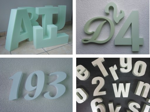 napisy litery cyfry 3D wysokość 15cm różne wzory i kolory