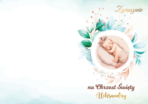 Zaproszenie NA CHRZEST Święty CHRZCINY Imię dziecka