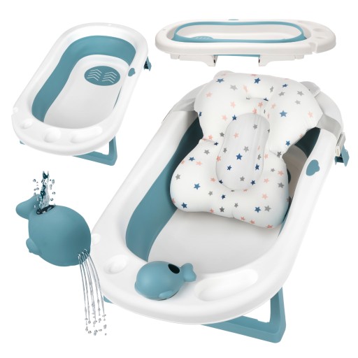 Складная детская ванночка MyToy, подушка, коврик, игрушка, большая ванна.