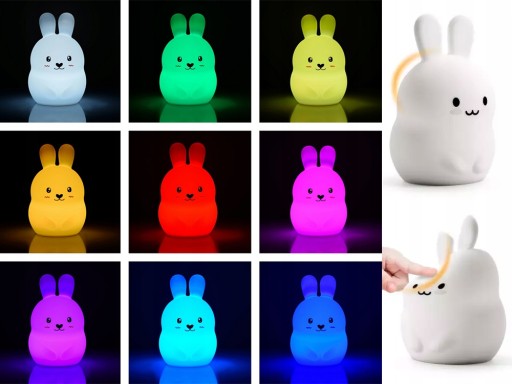 Ночной светильник SOFT RABBIT для детей, красочный СИЛИКОНОВЫЙ RGB светодиодный пульт дистанционного управления
