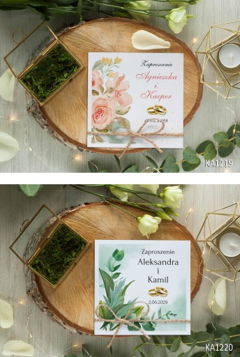Zaproszenia na ślub ślubne wesele weselne Z KOPERTAMI kwiatowe w48H