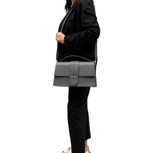 Сумка-сундук из натуральной кожи Grace Maxi Graphite