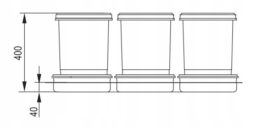 Kosz na śmieci segregator sortownik do szuflady PRAKTIKO 80 cm 3 x 20l