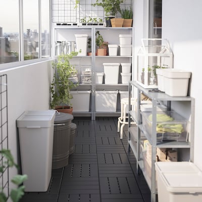 МУСОРНИЦА с крышкой, светло-серый 3л IKEA