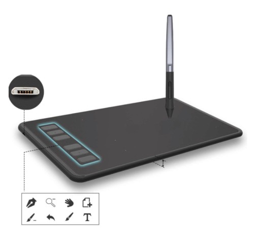 Графический планшет Huion H640P + цифровые перья PW100, 5080 lpi, 160 x 99 мм PL