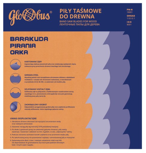 Пила ленточная BARAKUDA /HOR/ 4005х40х1,1 ГЛОБУС