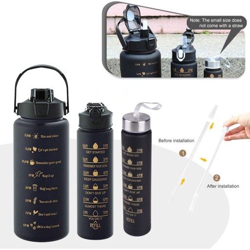 Набор бутылочек 3 в 1 MOTIVATION BOTTLE с мерным стаканчиком Мотивационная бутылка для воды