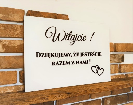 Tablica powitalna wesele ślub złote napisy 60x40cm